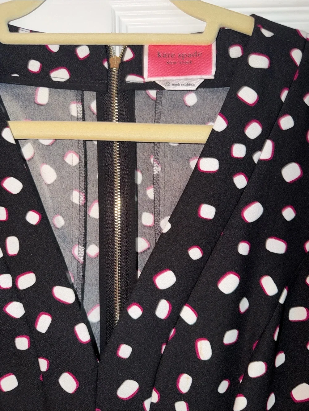 Kate Spade New York Mallow Dot Black Crepe Dress